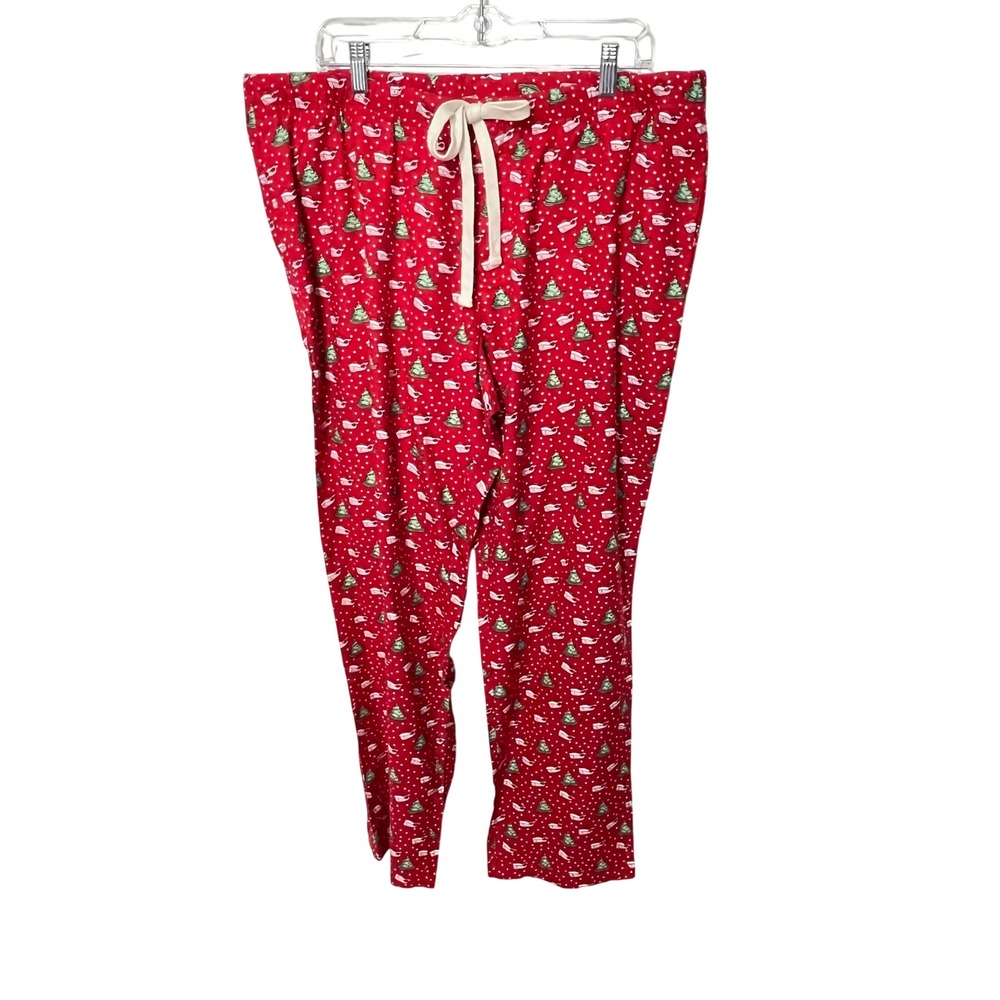 Vineyard Vines Pajama Pants Mens XL Red Santa Whale Christmas Flannel Lounge